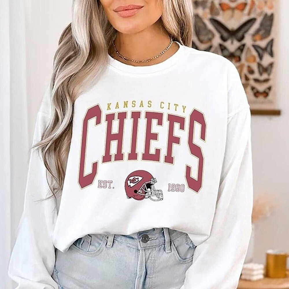 Kansas City Chiefs White Crewneck Sweatshirt NFL Football Fan Apparel 05